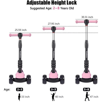 Kids Three Wheel Kick Scooter Aged 2-8