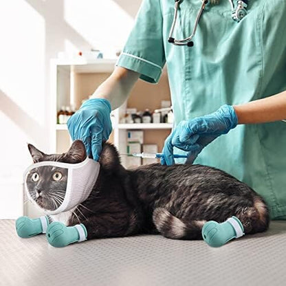 Cat Muzzle for Grooming with 4 Silicone Boots