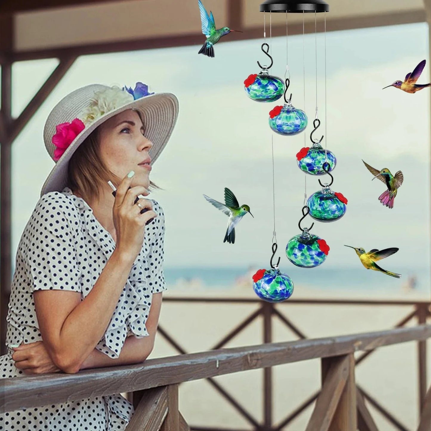 Chime N Dine Hummingbird Haven - Handcrafted Feeder for Birds