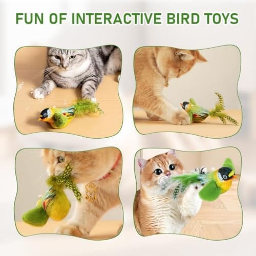 Chirping Bird Cat Toy, Interactive Sound Simulation Sparrow Bird for Cats