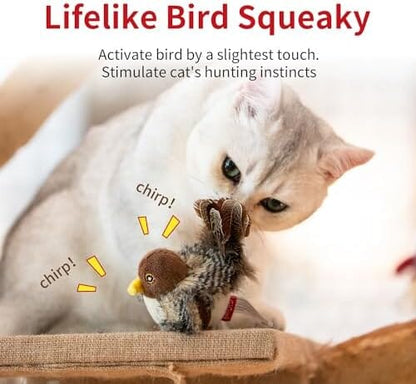 Chirping Bird Cat Toys Realistic Bird Plush Toy