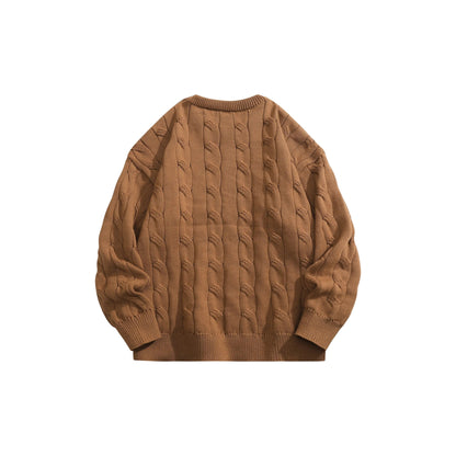 Crayon Shinchan© - Cartoon Character Logo - Cable - Knit Loose - Fit Sweater - Loomella