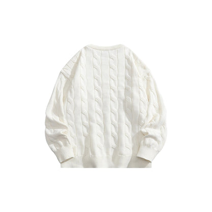 Crayon Shinchan© - Cartoon Character Logo - Cable - Knit Loose - Fit Sweater - Loomella