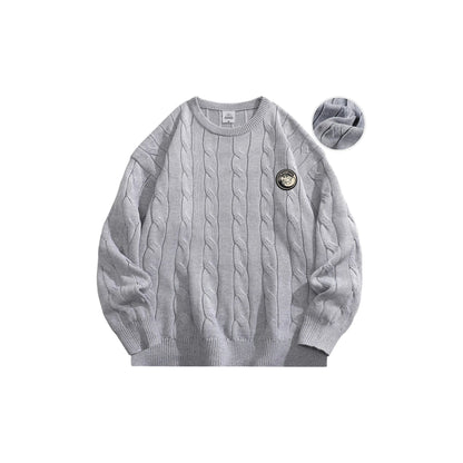 Crayon Shinchan© - Cartoon Character Logo - Cable - Knit Loose - Fit Sweater - Loomella