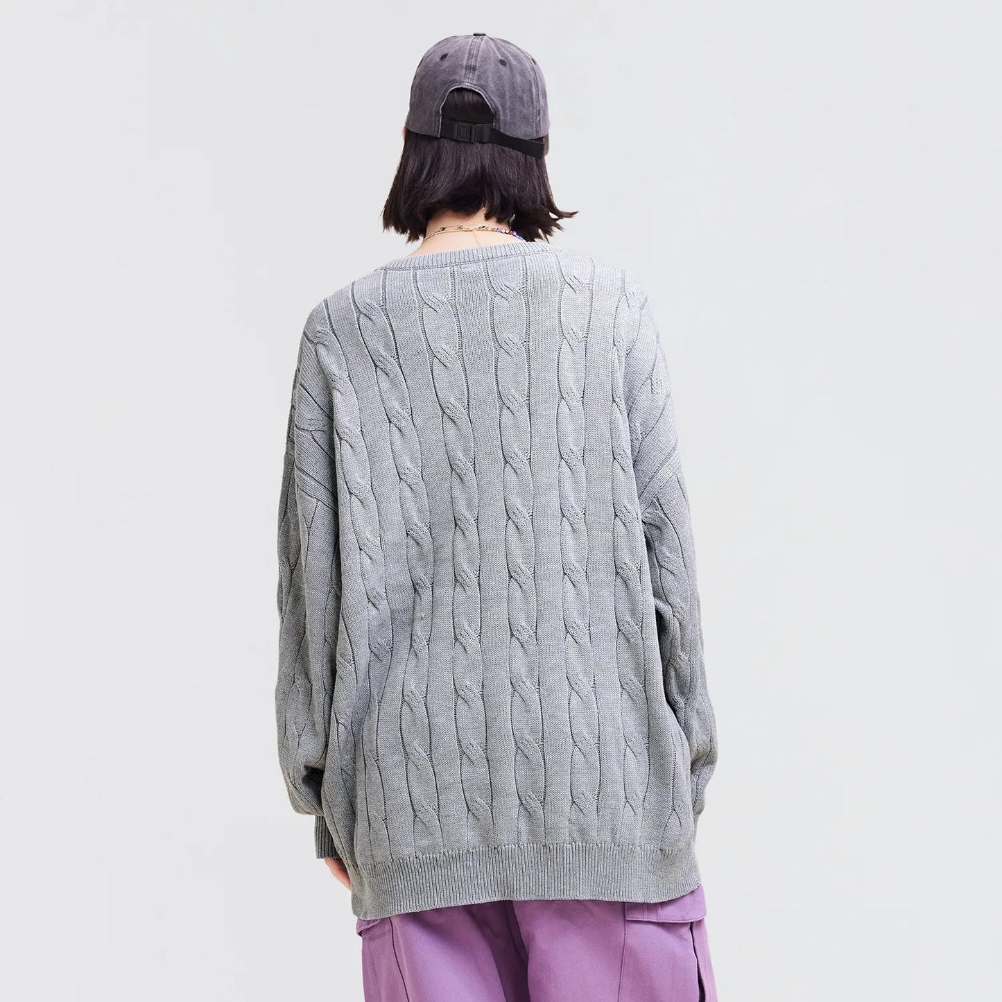 Crayon Shinchan© - Cartoon Character Logo - Cable - Knit Loose - Fit Sweater - Loomella