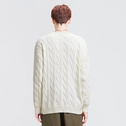 Crayon Shinchan© - Cartoon Character Logo - Cable - Knit Loose - Fit Sweater - Loomella