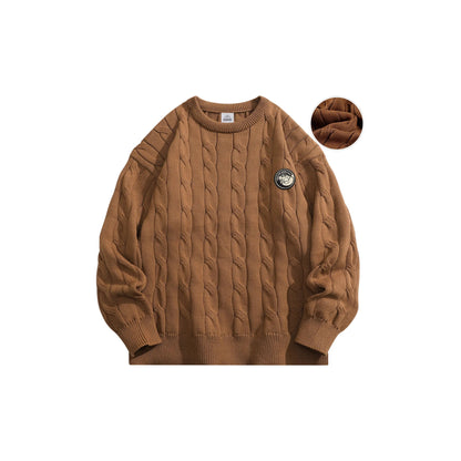 Crayon Shinchan© - Cartoon Character Logo - Cable - Knit Loose - Fit Sweater - Loomella