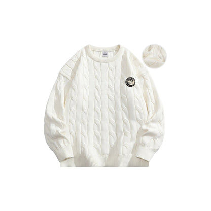 Crayon Shinchan© - Cartoon Character Logo - Cable - Knit Loose - Fit Sweater - Loomella
