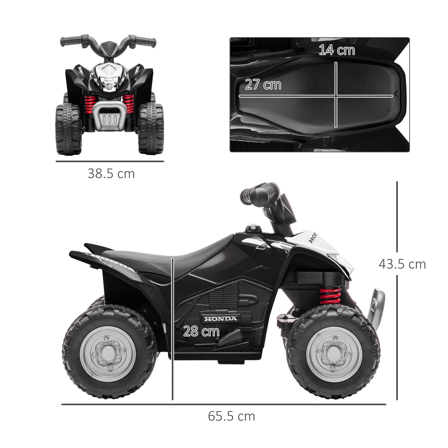 Honda Kids Electric Quad Bike - 6V ATV for Ages 1.5-3, Black