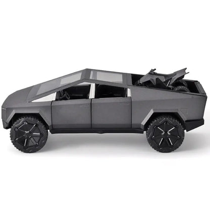 1:24 Scale Silver Cybertruck Model - Diecast Metal Pickup with Sound & Light Features for Kids 3+