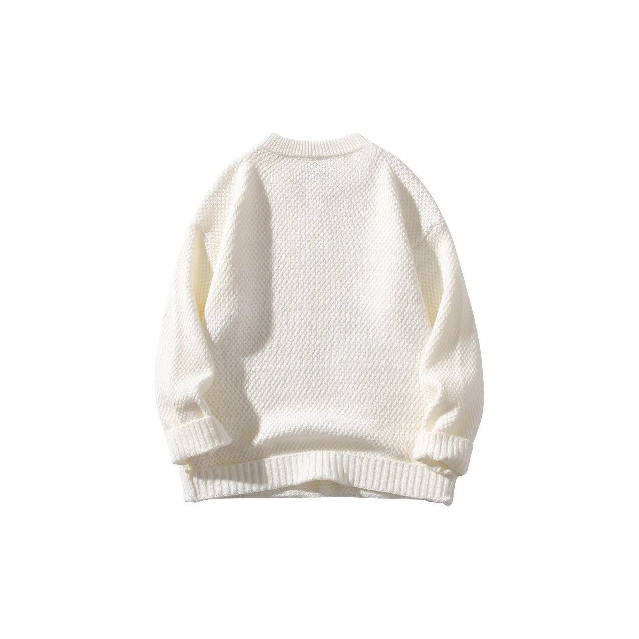 DAREASY© - Minimalist Logo Embroidery - Solid Color Loose - Fit Long - Sleeve Casual Knit Sweater - Loomella