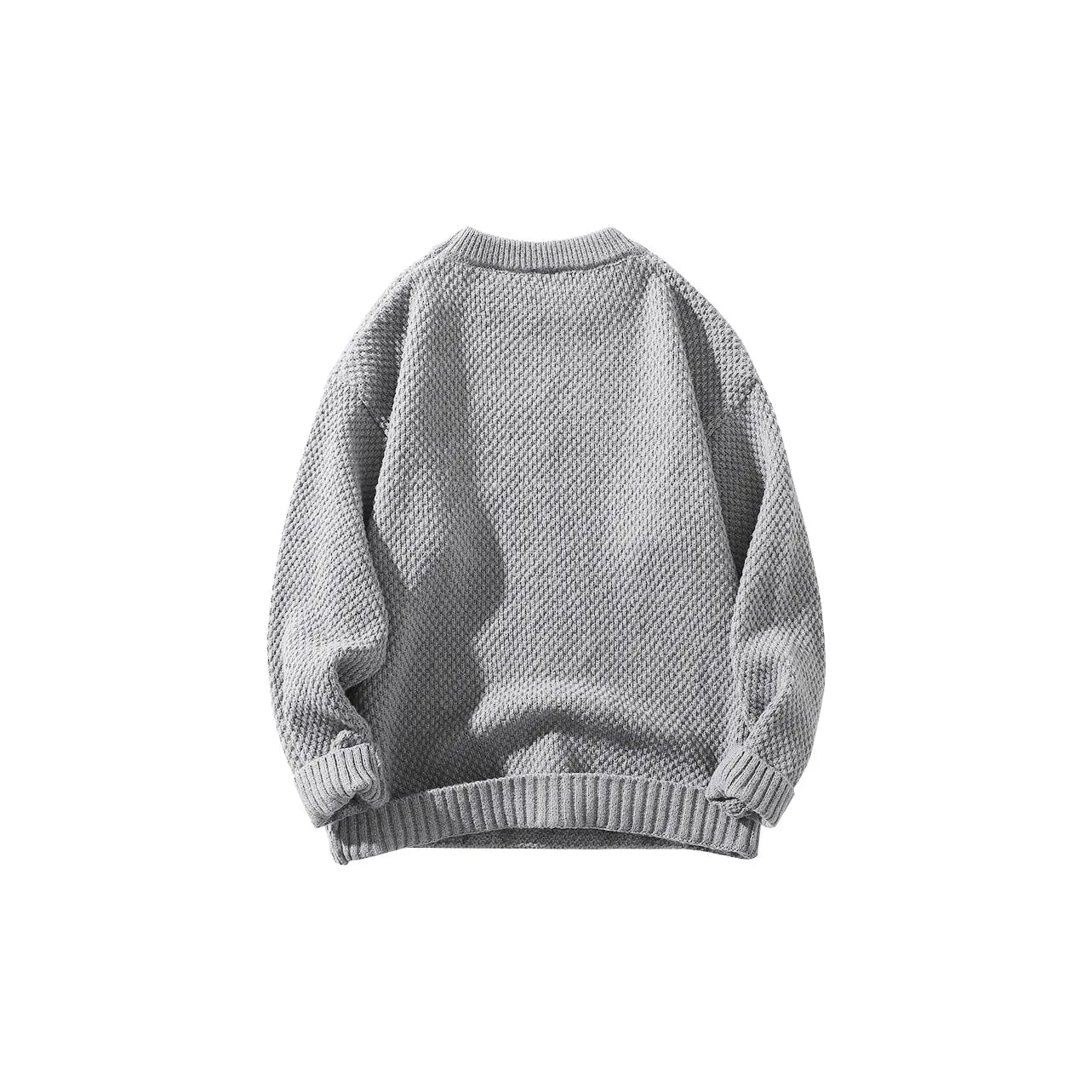 DAREASY© - Minimalist Logo Embroidery - Solid Color Loose - Fit Long - Sleeve Casual Knit Sweater - Loomella