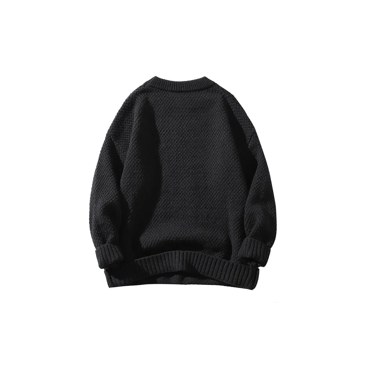 DAREASY© - Minimalist Logo Embroidery - Solid Color Loose - Fit Long - Sleeve Casual Knit Sweater - Loomella