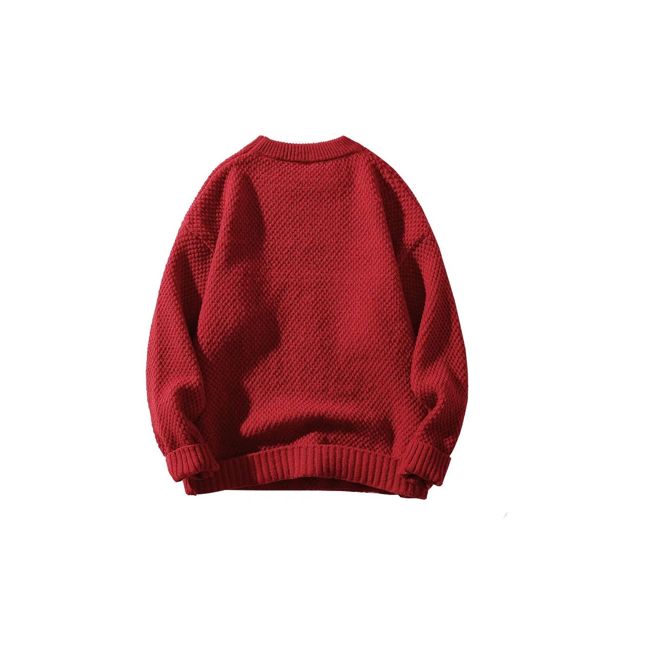 DAREASY© - Minimalist Logo Embroidery - Solid Color Loose - Fit Long - Sleeve Casual Knit Sweater - Loomella