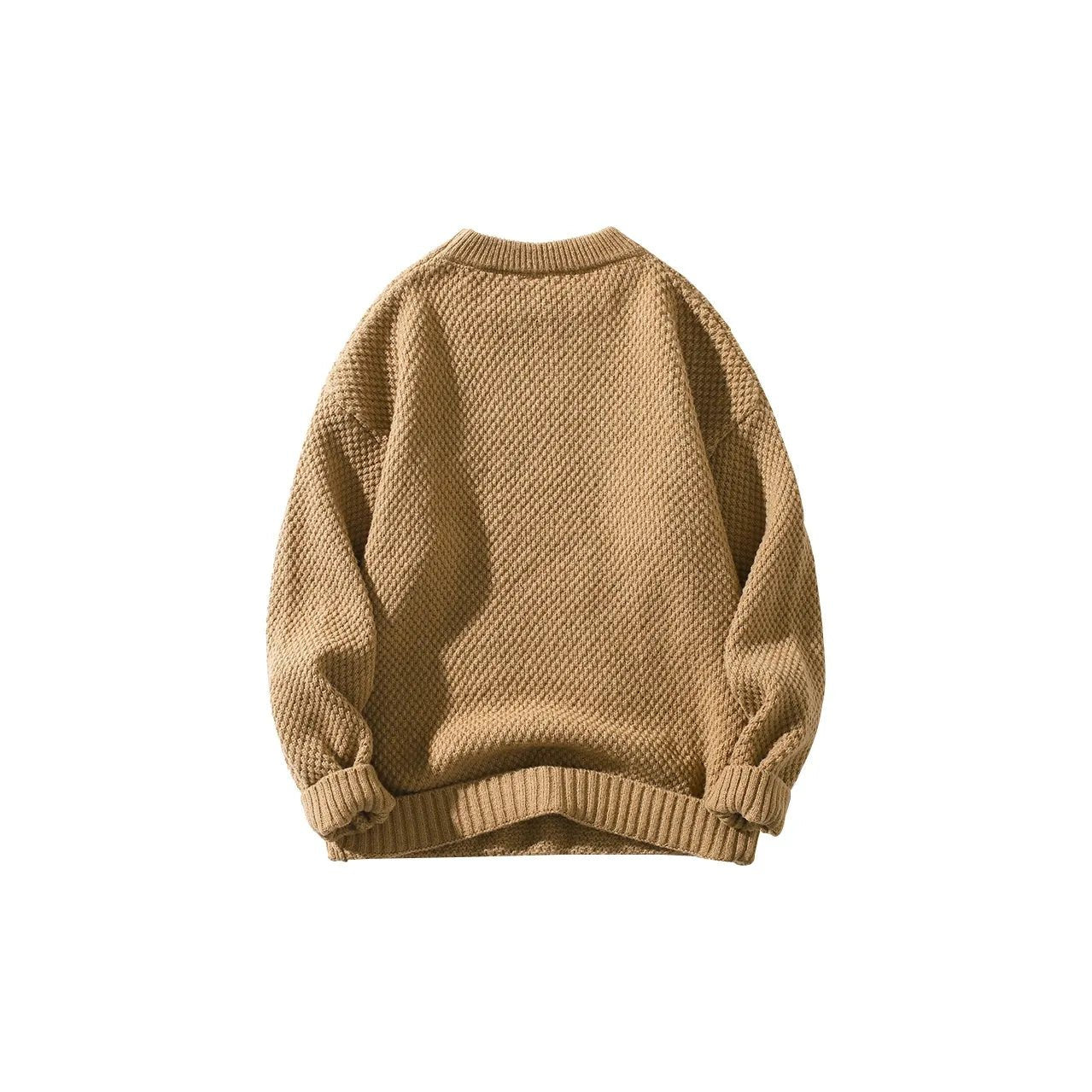 DAREASY© - Minimalist Logo Embroidery - Solid Color Loose - Fit Long - Sleeve Casual Knit Sweater - Loomella