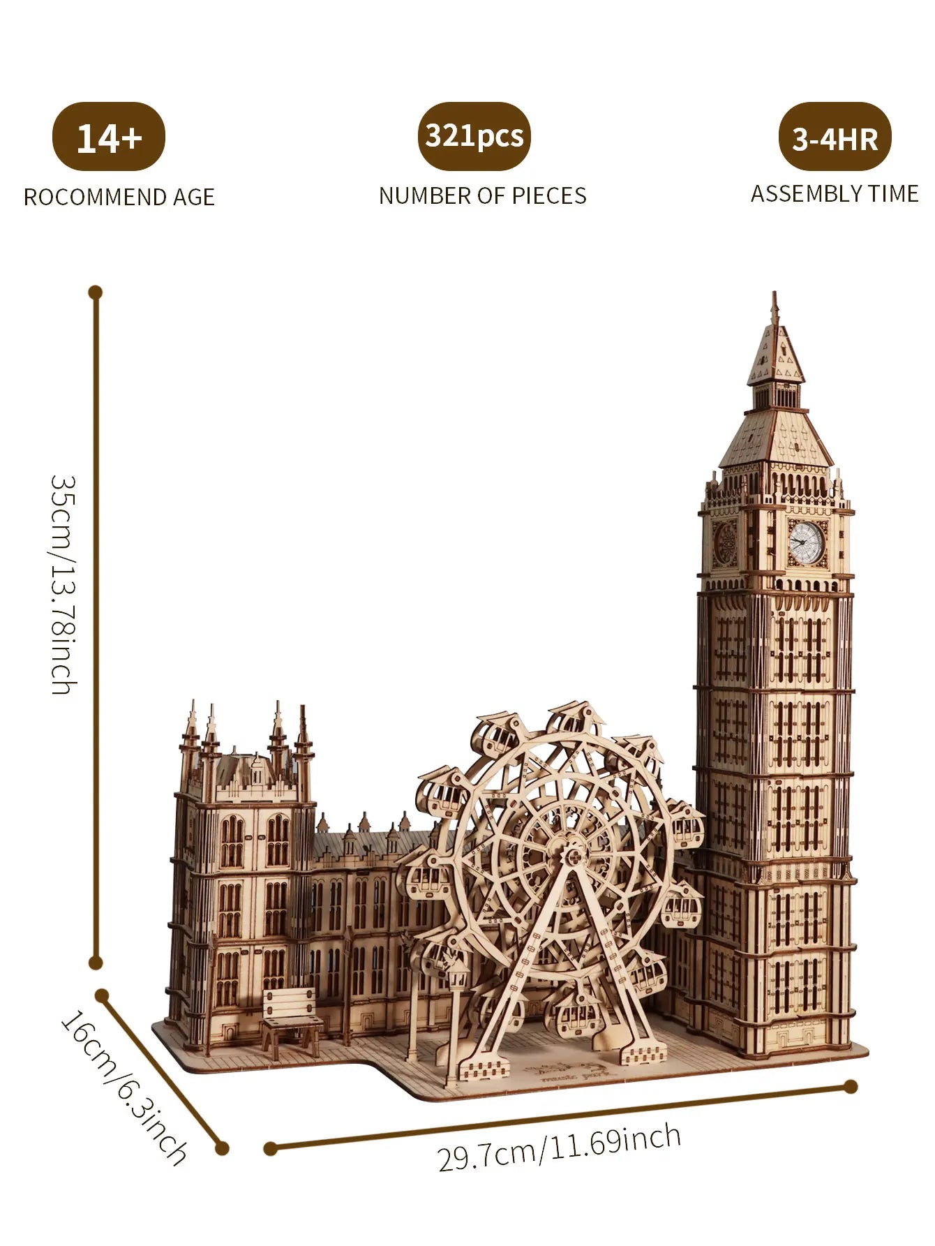 3D Big Ben Wooden Puzzle Clock Kit - Creative DIY Home Decor & Unique Christmas Gift for Family