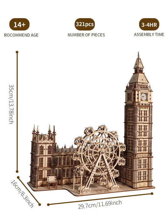 3D Big Ben Wooden Puzzle Clock Kit - Creative DIY Home Decor & Unique Christmas Gift for Family