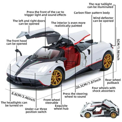 Stunning 1:24 Scale Pagani Alloy Supercar Model