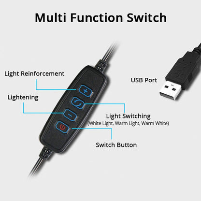 Led Selfie Ring Light Phone Stand Holder With Desktop Folding Arm Circle