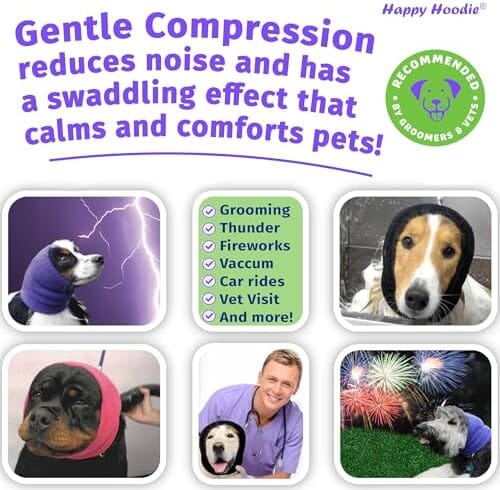 Dog & Cat Calming Band - Anxiety Relief/Noise Protection-Grooming-Thunder-Fireworks 2 Pack