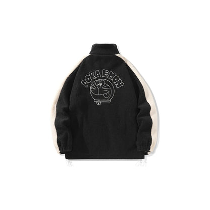 Doraemon© - Sherpa Fleece Robot Cat Embroidery - Utility Pocket Design - Fleece-Lined Thickened Jacket