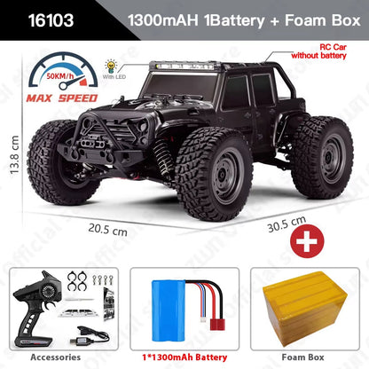 High-Speed 1:16 4WD RC Drift Monster Truck - 70KM/H Remote Control Car with LED for Kids - Wltoys 144001 Compatible