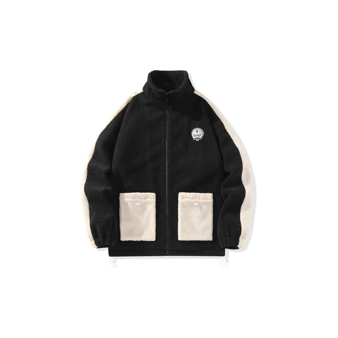 Doraemon© - Sherpa Fleece Robot Cat Embroidery - Utility Pocket Design - Fleece-Lined Thickened Jacket