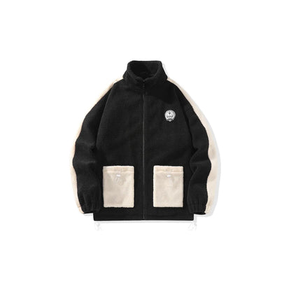 Doraemon© - Sherpa Fleece Robot Cat Embroidery - Utility Pocket Design - Fleece-Lined Thickened Jacket