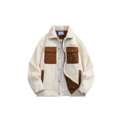 Doraemon© - Sherpa Fleece Robot Cat Embroidery - Utility Pocket Design - Fleece-Lined Thickened Jacket