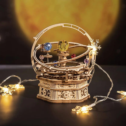 Rokr 84-Piece Rotatable 3D Starry Night Wooden Model Kit - DIY Music Box Toy for All Ages