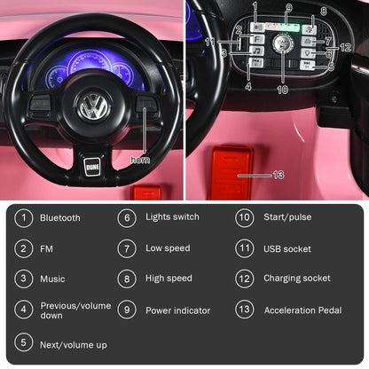 12V Volkswagen Beetle Electric Kids Ride on Car with Remote Control