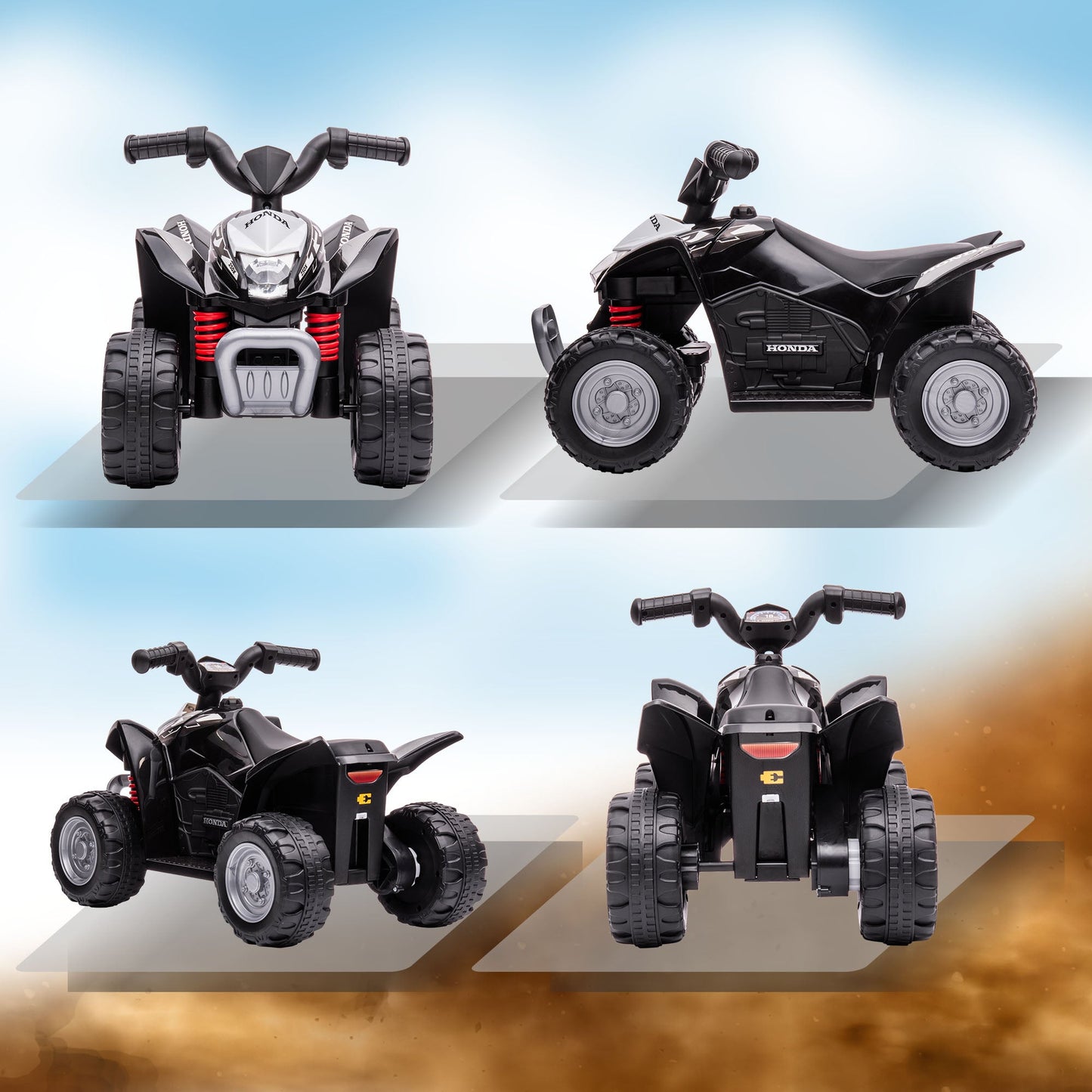 Honda Kids Electric Quad Bike - 6V ATV for Ages 1.5-3, Black