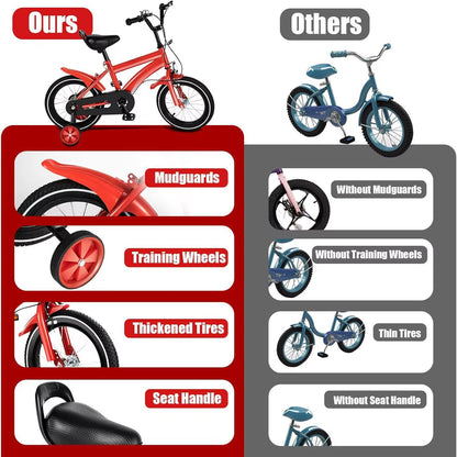 14 Inch Kids Bikes with Training Wheels High Carbon Steel Bicycle for Ages 3-6 Years