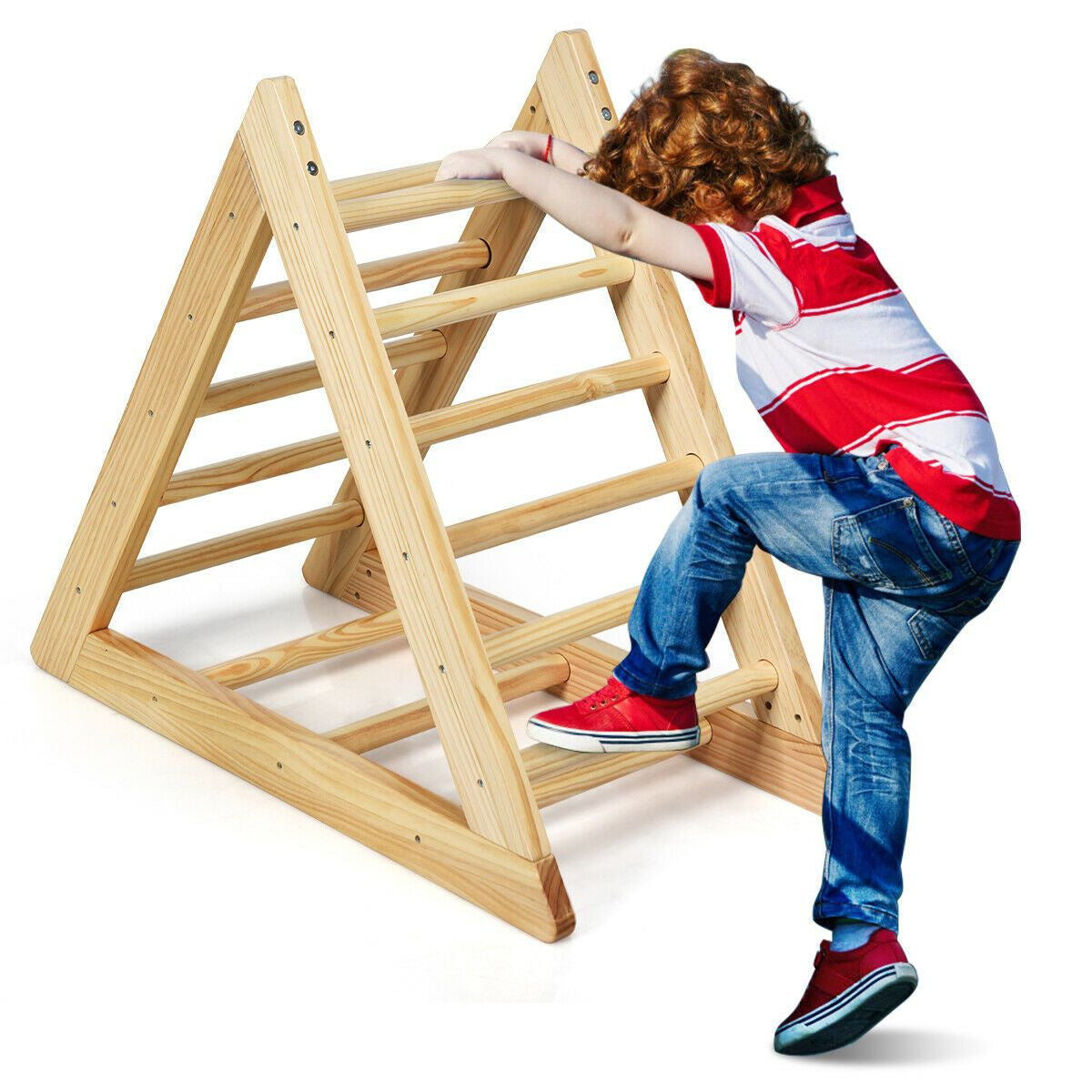 Children Wooden Climbing Ladder with 3 Difficulty Levels