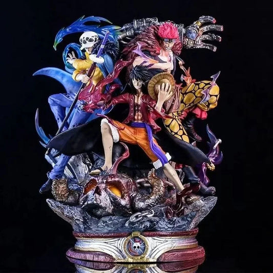 One Piece Luffy, Kid & Law 20cm Handmade Action Figure – Ghost Island Battle Collectible Model Ornament