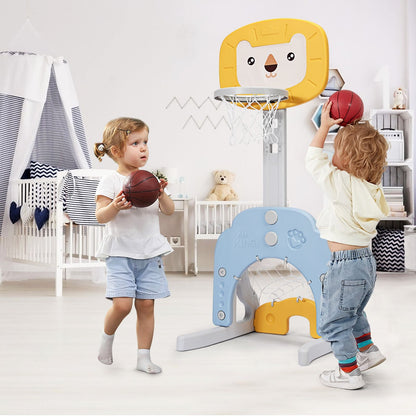 3-In-1 Basketball Hoop Set Stand with 5 Adjustable Height Levels