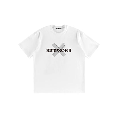 The Simpsons© - Fun Tape Symbols -  3D Letter Print Cartoon - Loose-Fit   Short-Sleeve T-Shirt