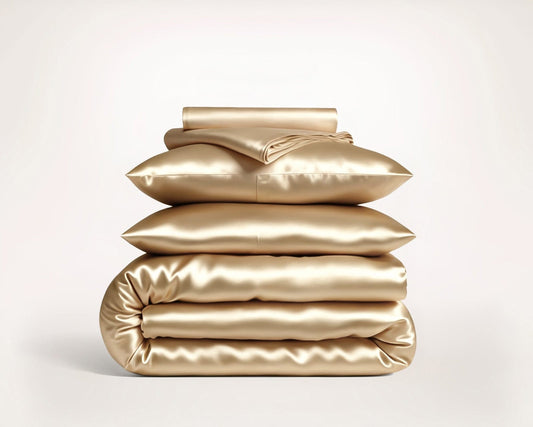 Premium Champagne Mulberry Silk Bedding Set