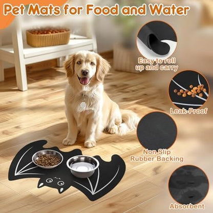 Halloween Pet Mats for Food and Water Dog Cat Food Mats Pet Feeding Mat