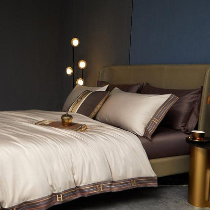 Cream Visna Duvet Cover Set (Long-staple Sateen Cotton)