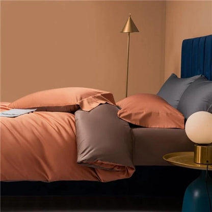 Prarie Orange Reversible Duvet Cover Set (Long-staple Sateen Cotton)