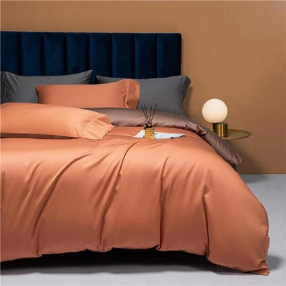 Prarie Orange Reversible Duvet Cover Set (Long-staple Sateen Cotton)
