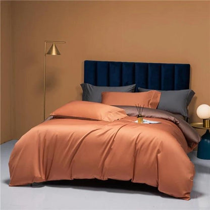Prarie Orange Reversible Duvet Cover Set (Long-staple Sateen Cotton)