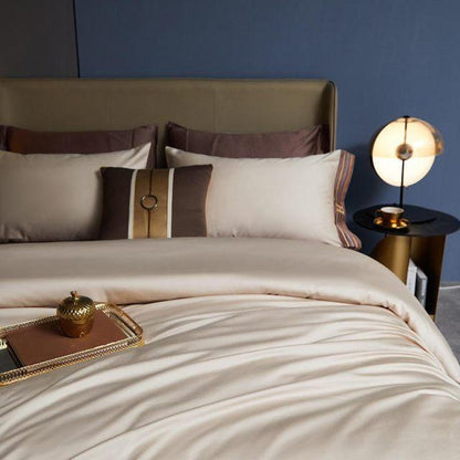 Cream Visna Duvet Cover Set (Long-staple Sateen Cotton)