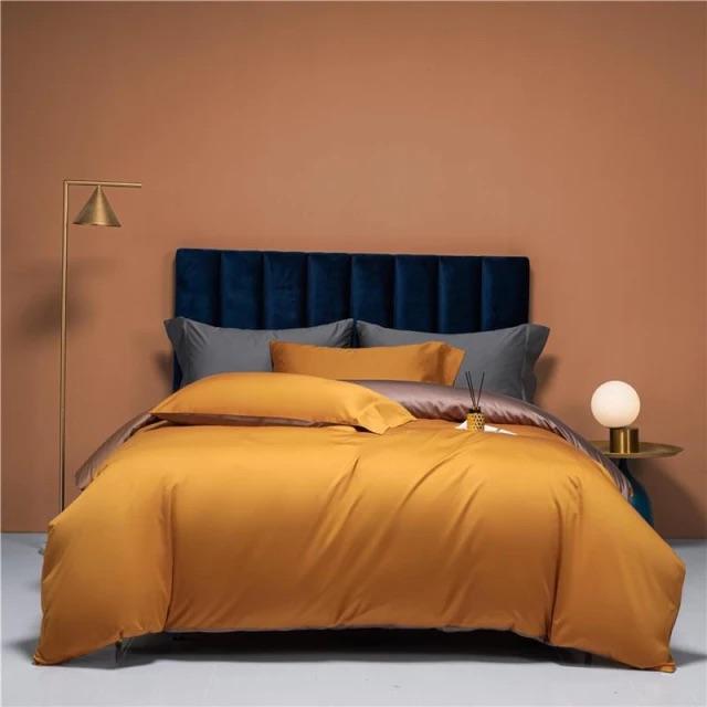 Prarie Orange Reversible Duvet Cover Set (Long-staple Sateen Cotton)