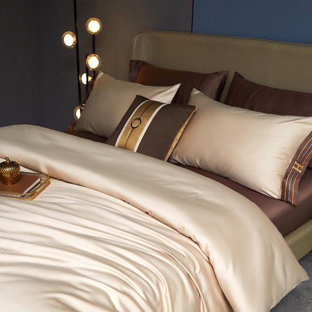 Cream Visna Duvet Cover Set (Long-staple Sateen Cotton)