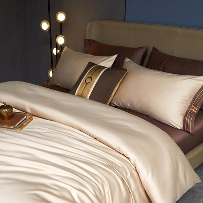 Cream Visna Duvet Cover Set (Long-staple Sateen Cotton)