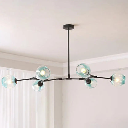 Modern Heritage Clear Glass Ball Semi-Flush Adjustable Bar Chandelier Pendant - Gold & Black