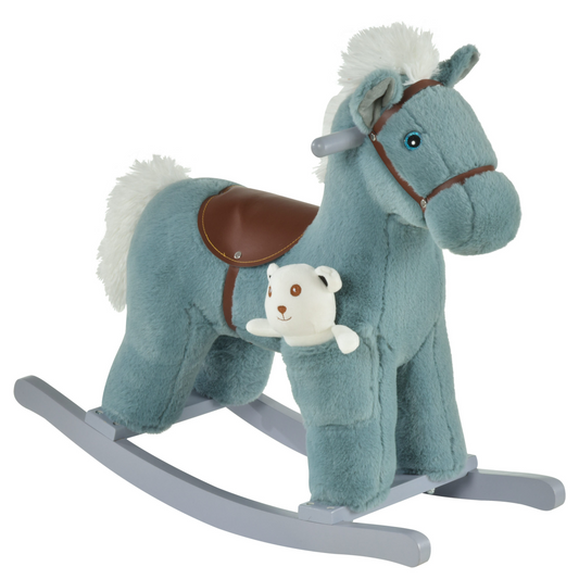 Plush Ride-On Rocking Horse with Sound Handle for Kids