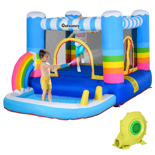 Rainbow Adventure Kids Bouncy Castle & Pool Trampoline